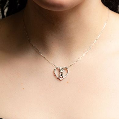 Belinda Jewelz Sterling Silver Diamond MOM Heart Pendant Necklace