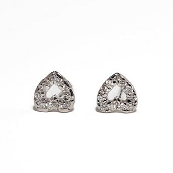Belinda Jewelz Sterling Silver Lab Grown Pave Diamond Heart Studs