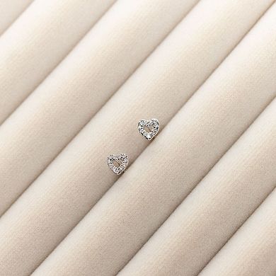 Belinda Jewelz Sterling Silver Lab Grown Pave Diamond Heart Studs
