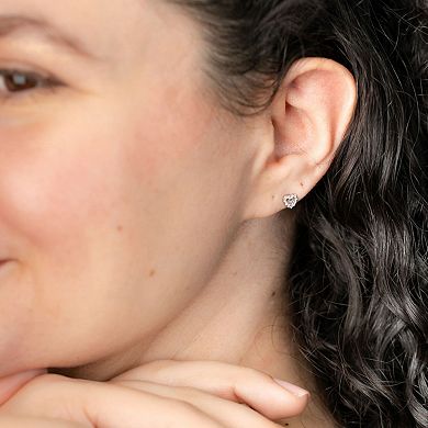 Belinda Jewelz Sterling Silver Lab Grown Pave Diamond Heart Studs