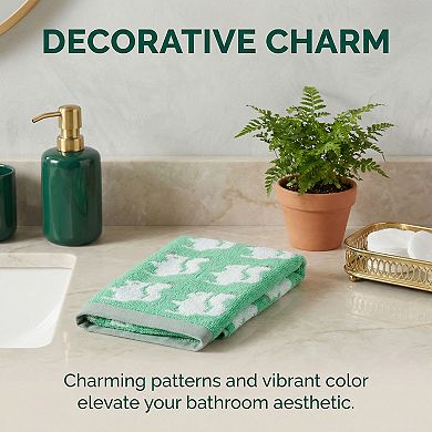 Animal Pattern Cotton Hand Towel Cute Cartoon Jacquard Soft Absorbent Towel for Home Decor 13" x 29"