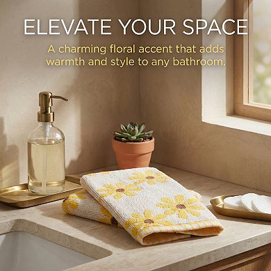 Pure Cotton Daisy Pattern Hand Towel, Highly Absorbent, Floral Design, 1 Pack for Home 13" x 29"
