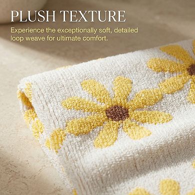 Pure Cotton Daisy Pattern Hand Towel, Highly Absorbent, Floral Design, 1 Pack for Home 13" x 29"