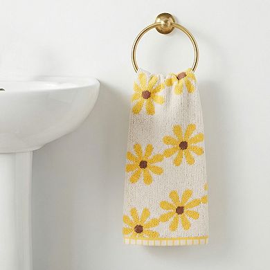 Pure Cotton Daisy Pattern Hand Towel, Highly Absorbent, Floral Design, 1 Pack for Home 13" x 29"