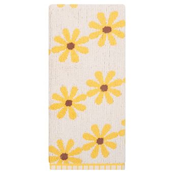 Pure Cotton Daisy Pattern Hand Towel, Highly Absorbent, Floral Design, 1 Pack for Home 13" x 29"