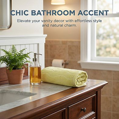 2 Pack Cotton Hand Towels for Bathroom Ultra Soft Highly Absorbent Quick Dry Wave Pattern 13" x 29"