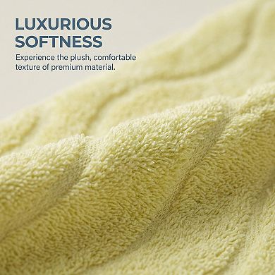 2 Pack Cotton Hand Towels for Bathroom Ultra Soft Highly Absorbent Quick Dry Wave Pattern 13" x 29"