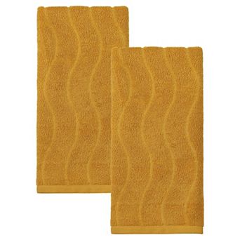 2 Pack Cotton Hand Towels for Bathroom Ultra Soft Highly Absorbent Quick Dry Wave Pattern 13" x 29"