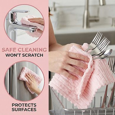 Microfiber Cleaning Cloth Solid Streak Free Glass Mirror Cloths Lint Free Dish Cloths Pack 3 12"x12"
