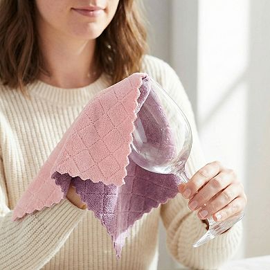 3 Pack Kitchen Dish Cloths, Absorbent Microfiber Cleaning Streak-Free Towels 10" x 10"