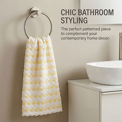 Checkered Plaid Cotton Hand Towel 29x13 Inches, 3D Jacquard Soft Absorbent Towel for Home