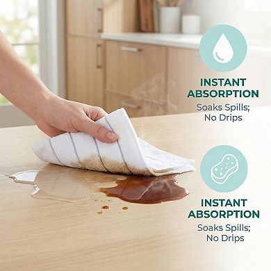 3 Pack Microfiber Cleaning Cloths Absorbent Fast Drying Dish Cloths Striped Non-Linting Rags 12"x12"