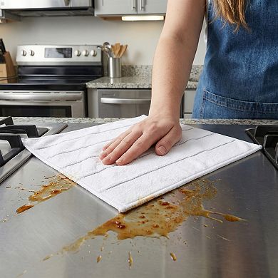 3 Pack Microfiber Cleaning Cloths Absorbent Fast Drying Dish Cloths Striped Non-Linting Rags 12"x12"