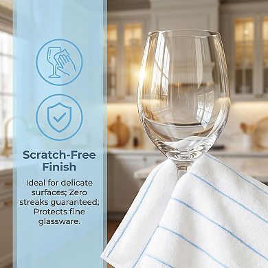 3 Pack Microfiber Cleaning Cloths Absorbent Fast Drying Dish Cloths Striped Non-Linting Rags 12"x12"