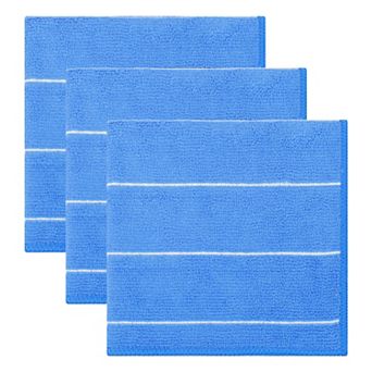 3 Pack Microfiber Cleaning Cloths Absorbent Fast Drying Dish Cloths Striped Non-Linting Rags 12"x12"