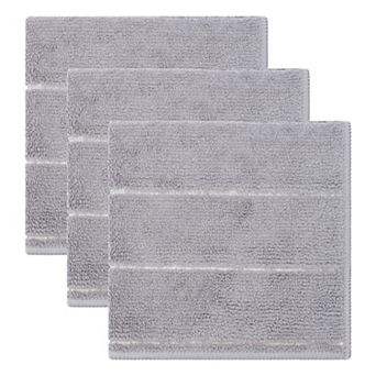 3 Pack Microfiber Cleaning Cloths Absorbent Fast Drying Dish Cloths Striped Non-Linting Rags 12"x12"