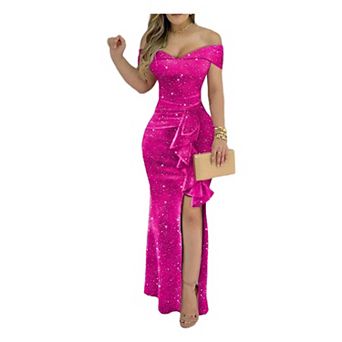 Elegant Off Shoulder Women Velvet Dresses V Neck Lady Luxury Rhinestone Party Evening Gown Dress