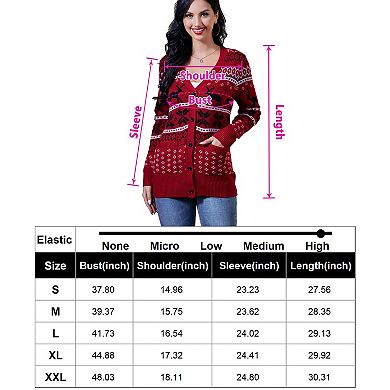 Women's Christmas Cardigans Button Down Open Front Knit Pullover Long Sleeve Cardigan Sweaters