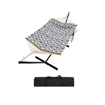 Double Hammock with Stand ,2 Person Heavy Duty 350 Lbs Capacity,Portable Rope Hammock for Outdoor