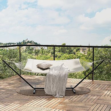 Double Hammock with Stand ,2 Person Heavy Duty 350 Lbs Capacity,Portable Rope Hammock for Outdoor