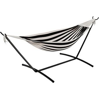 Double Hammock with Steel Stand,2 Person Portable Hammock Bed Outdoor,with Carry Bag, 450lb Capacity