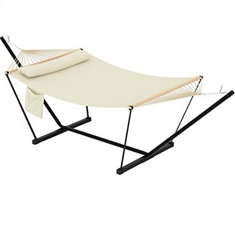 Double Hammock with Stand,Heavy Duty Portable 2 Person Design with Adjustable Steel Stand,Max 450LBS