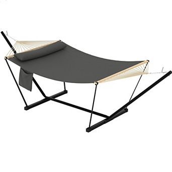 Double Hammock with Stand,Heavy Duty Portable 2 Person Design with Adjustable Steel Stand,Max 450LBS