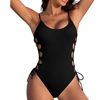Women's Fashion Cutout One Piece Swimsuit - Adjustable Straps, High Cut Bathing Suit for Beach