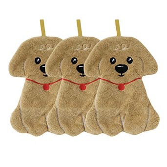 3 Pack Coral Fleece Hanging Hand Towels Soft Absorbent Kitchen Bathroom Hand Towels