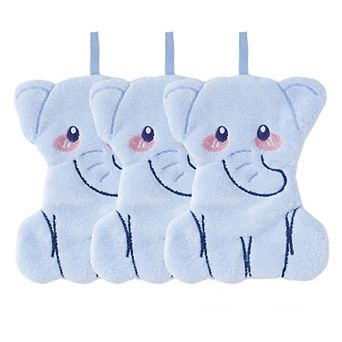 3 Pack Coral Fleece Hanging Hand Towels Soft Absorbent Kitchen Bathroom Hand Towels