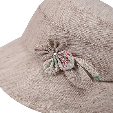 Womens Wide Brim Summer Sun Hat Lightweight Linen Style Bucket Hat