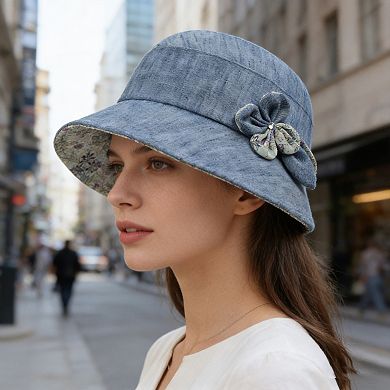 Womens Wide Brim Summer Sun Hat Lightweight Linen Style Bucket Hat