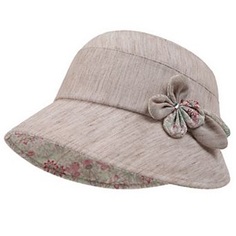 Womens Wide Brim Summer Sun Hat Lightweight Linen Style Bucket Hat