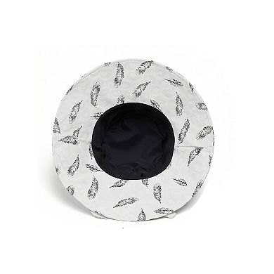 Womens Wide Brim Feather Print Sun Hat Summer Outdoor Travel Hat