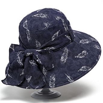 Womens Wide Brim Feather Print Sun Hat Summer Outdoor Travel Hat