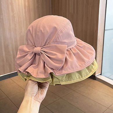Womens Sun Hat with Large Bow Lightweight Summer Bucket Hat Outdoor Travel Hat