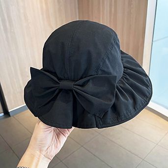 Womens Sun Hat with Large Bow Lightweight Summer Bucket Hat Outdoor Travel Hat