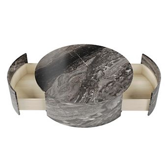 Modern Round Coffee Table with Drawers,33.47'' Drum Storage Center Table