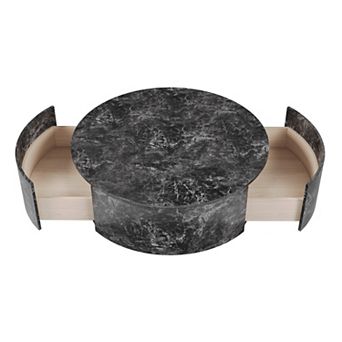 Modern Round Coffee Table with Drawers,33.47'' Drum Storage Center Table