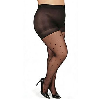 Women's Plus Size 2 pc Sheer Heart And Dot Pattern Stockings with Stretch Fit