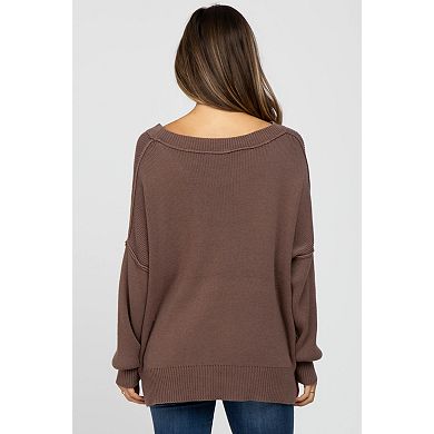 Maternity Exposed Seam Side Slit Sweater