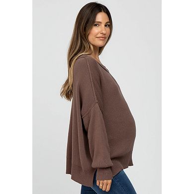 Maternity Exposed Seam Side Slit Sweater