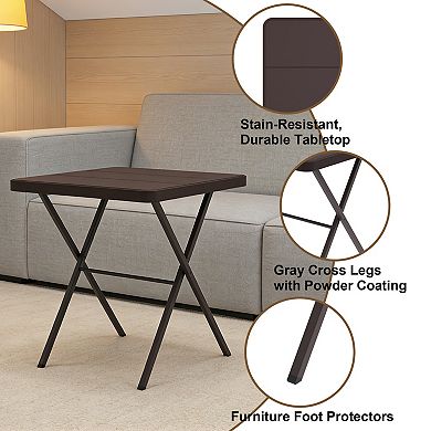 Yardgrace Square folding coffee table Portable Table with No Assembly Required Tray Table Brown