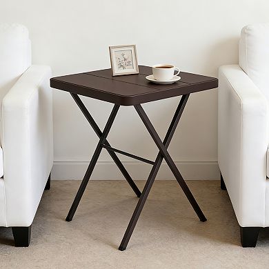 Yardgrace Square folding coffee table Portable Table with No Assembly Required Tray Table Brown