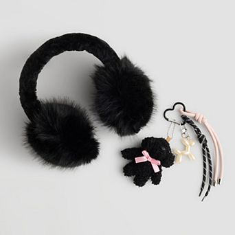 Women's madden girl Faux Fur Earmuff & Charm Set