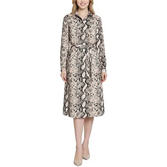 3/4 Roll Tab Sleeve Collared Dress