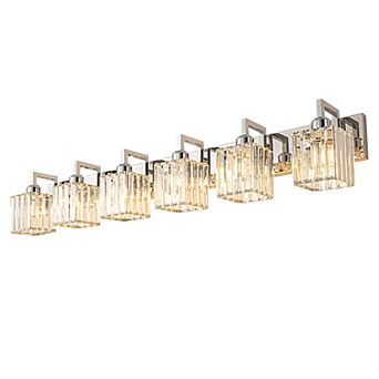 ZLAIQB 44.09” 6-Light Modern Crystal Bathroom Wall Lamp