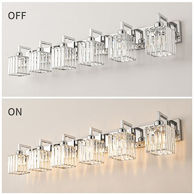 ZLAIQB 44.09” 6-Light Modern Crystal Bathroom Wall Lamp