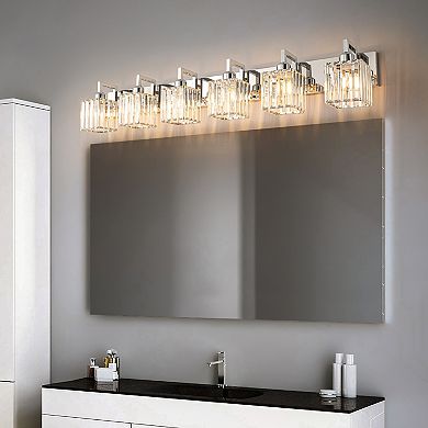 ZLAIQB 44.09” 6-Light Modern Crystal Bathroom Wall Lamp