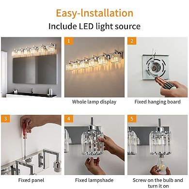 ZLAIQB 44.09” 6-Light Modern Crystal Bathroom Wall Lamp